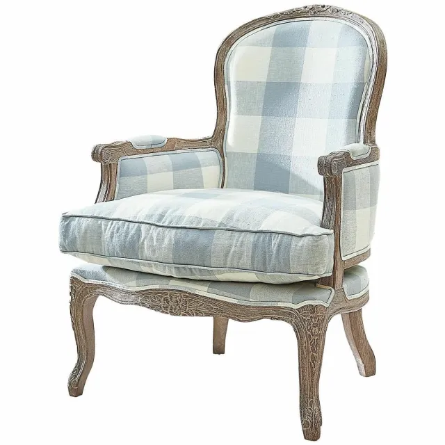 Loberon Leunstoel Quintelais wit/blauw