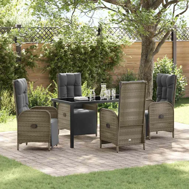 vidaXL Tuin eettafelset 5 st Grijs poly rattan