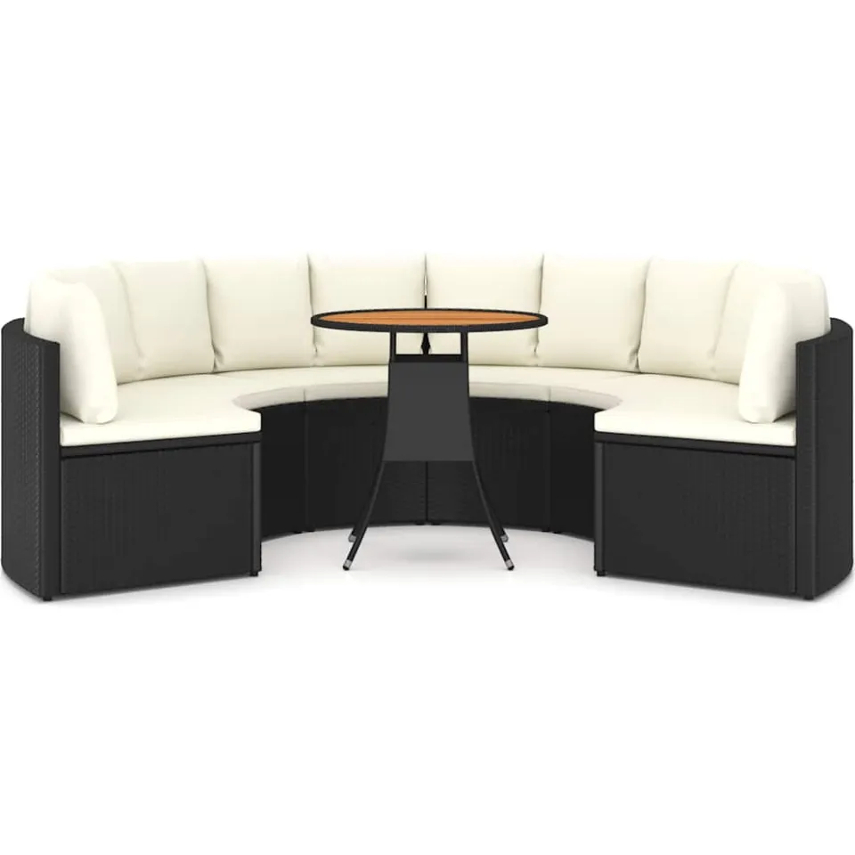 vidaXL 7-delige Loungeset met kussens poly rattan zwart