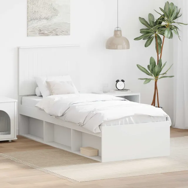 vidaXL Bedframe met hoofdeinde Wit 75 x 190 cm Massief grenenhout