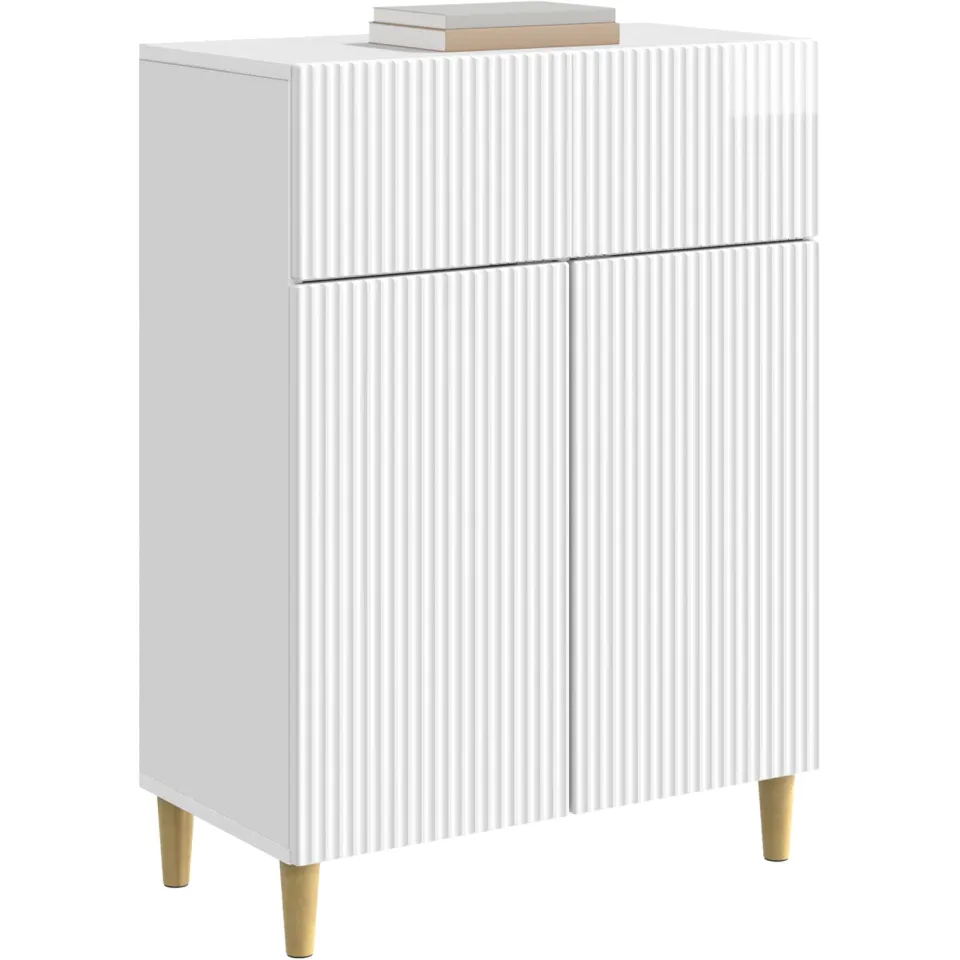 vidaXL Dressoir met lade Hoogglans Wit 66 x 34,5 x 90 cm Bewerkt hout, foto 2