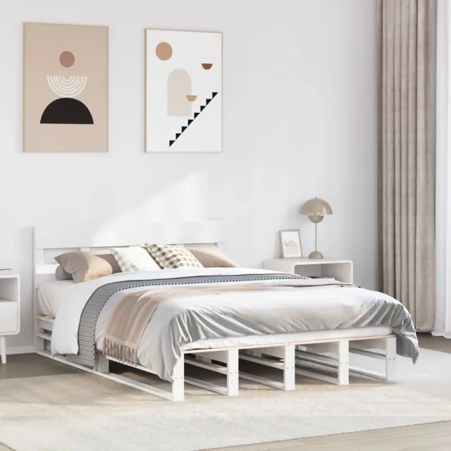 vidaXL Bedframe zonder matras massief grenenhout wit 120x200 cm