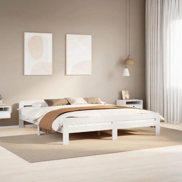 vidaXL Bedframe zonder matras massief grenenhout wit 200x200 cm