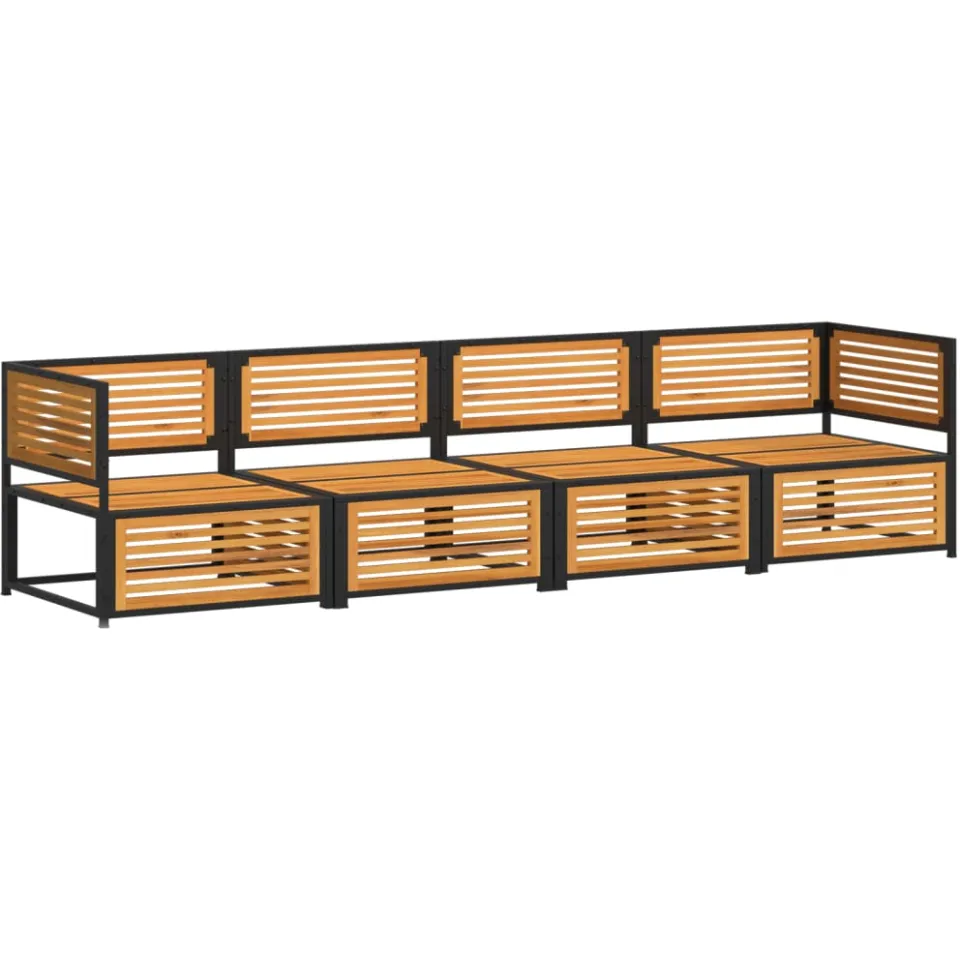 vidaXL 4-delige Loungeset met kussens massief acaciahout bruin