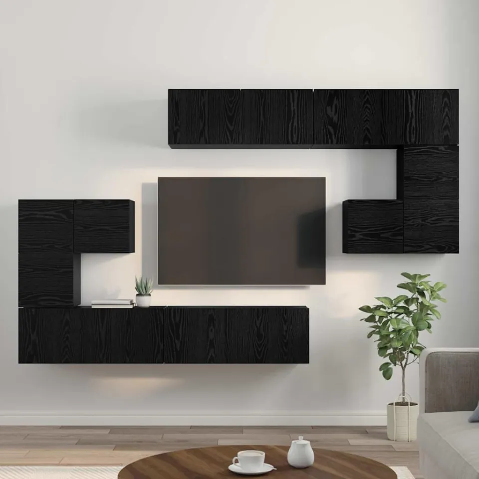 vidaXL TV Eenheden 4 st 80 x 30 x 30 cm Zwart Eiken, foto 4