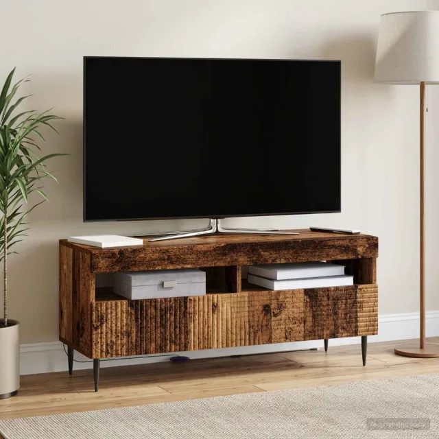 vidaXL LED tv-meubel HAARLEM 100 x 35 x 43 cm Oud hout Bewerkt hout bruin, foto 2