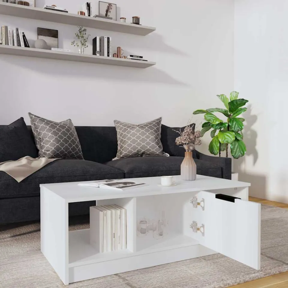 vidaXL Salontafel 102x50x36 cm bewerkt hout wit, foto 3
