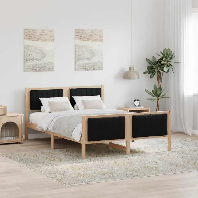 vidaXL Bedframe Bruin en zwart 140 x 200 cm Massief grenenhout