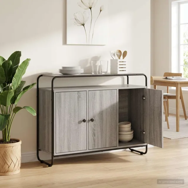 vidaXL Dressoir Grijs Sonoma 102 x 35 x 75 cm Bewerkt hout