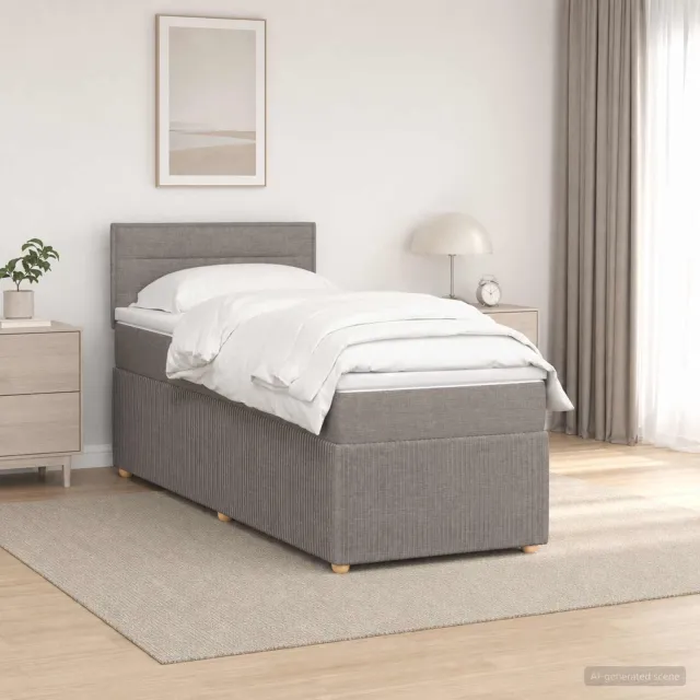vidaXL Boxspringbed met matras met hoofdeinde Taupe 100 x 200 cm Stof