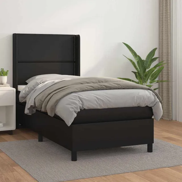 vidaXL Boxspring met matras kunstleer zwart 90x190 cm