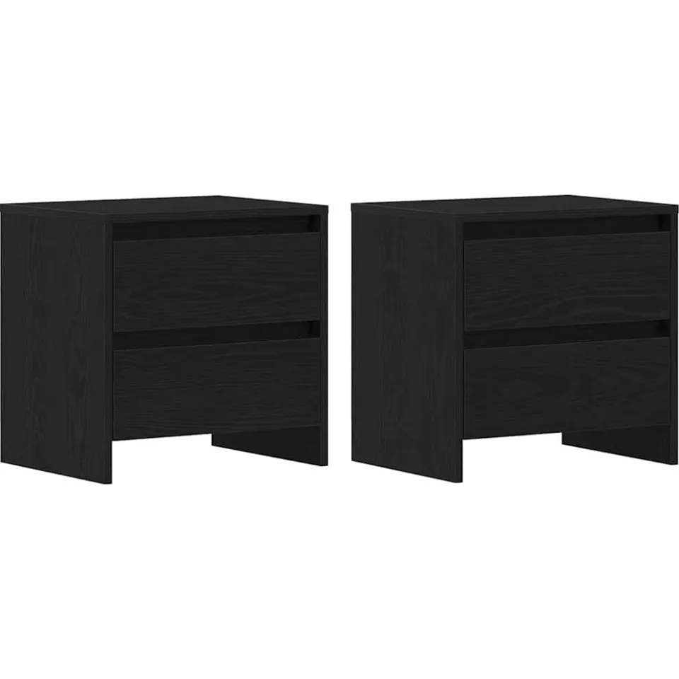 vidaXL Nachtkastje 2 st Zwart Eiken 45 x 34 x 44,5 cm Bewerkt hout, foto 3