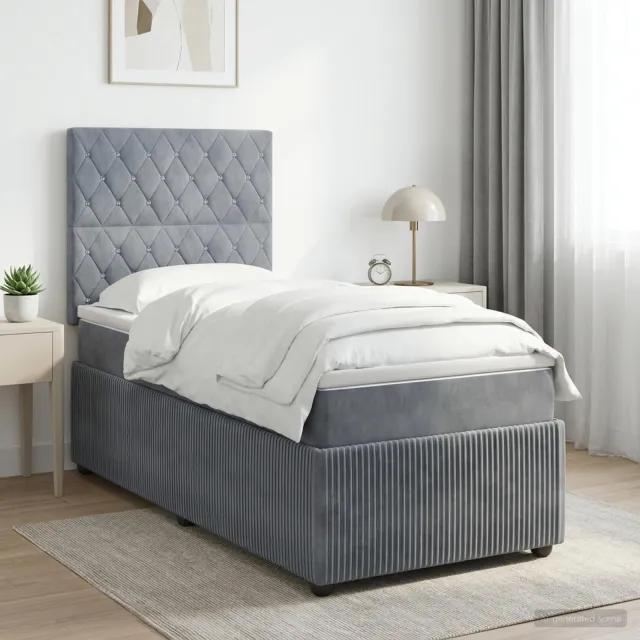 vidaXL Boxspringbed met matras Donkergrijs Enkel Fluweel