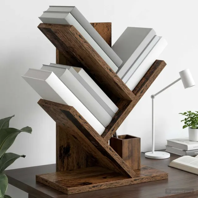 vidaXL Boomvormige boekenplank met 3 planken 30 x 18 x 40 cm Oud hout Bruin
