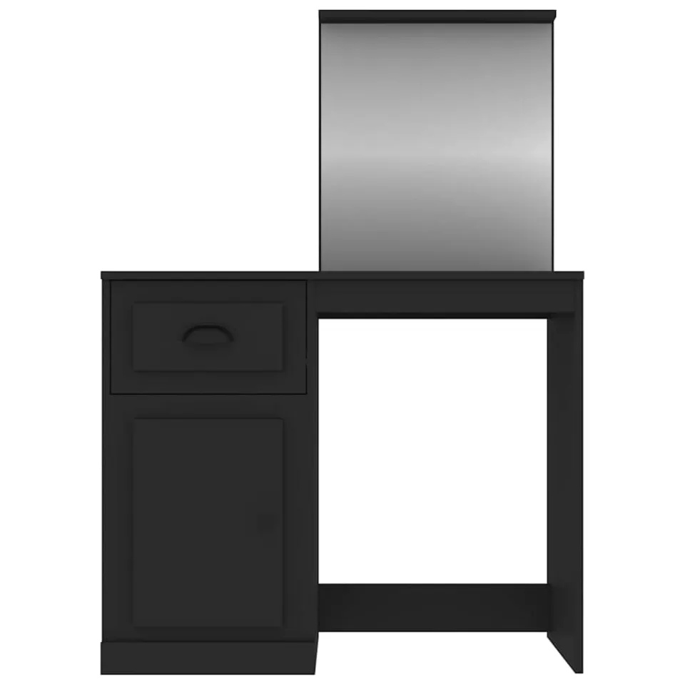 vidaXL Kaptafel met spiegel 90x50x132,5 cm bewerkt hout zwart, foto 3