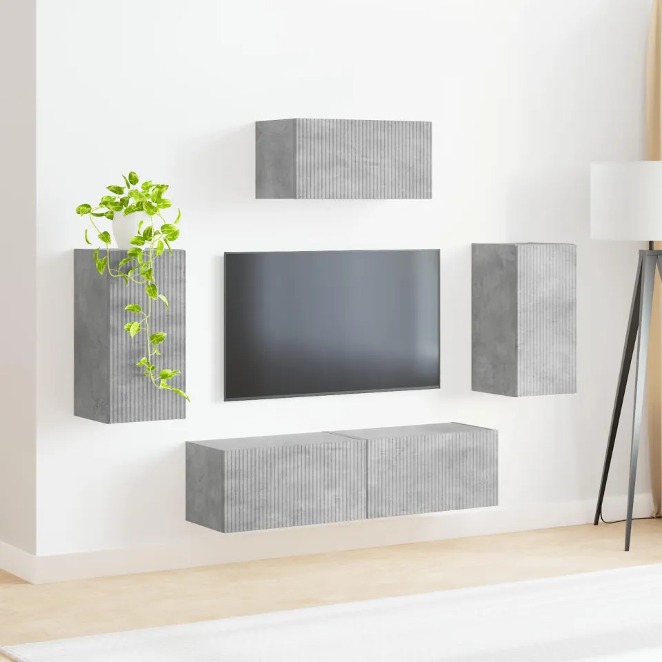 vidaXL Tv-meubelset 5 st Beton Grijs Bewerkt hout, foto 4