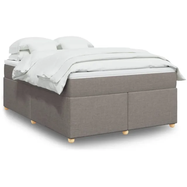 vidaXL Boxspring met matras stof taupe 160x200 cm