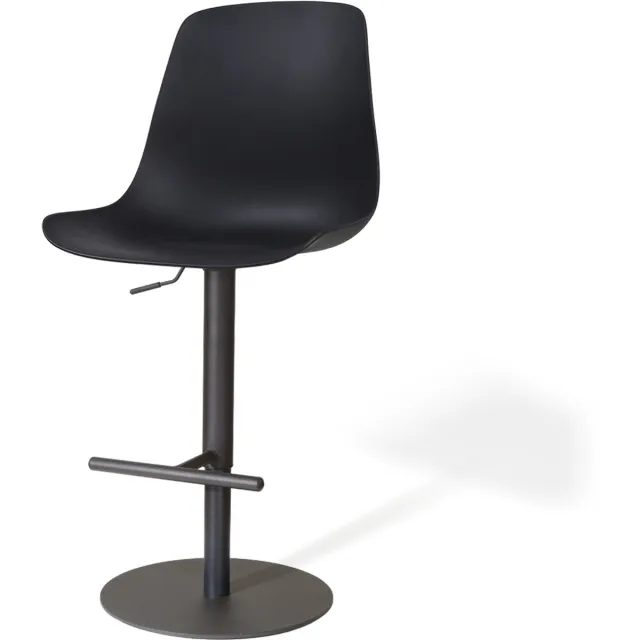 Nolon Niva-Liv Draaibare Tulp Barkruk Zwart Met Naturelbeige Zitkussen - Verstelbaar - Mat Zwart Onderstel - Barstoel - Comfortabel