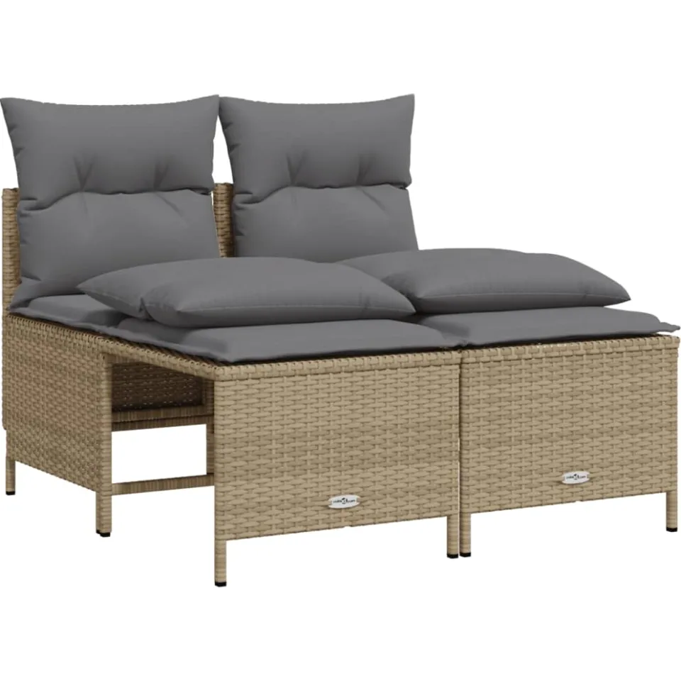 vidaXL 4-delige Loungeset met kussens poly rattan beige, foto 3
