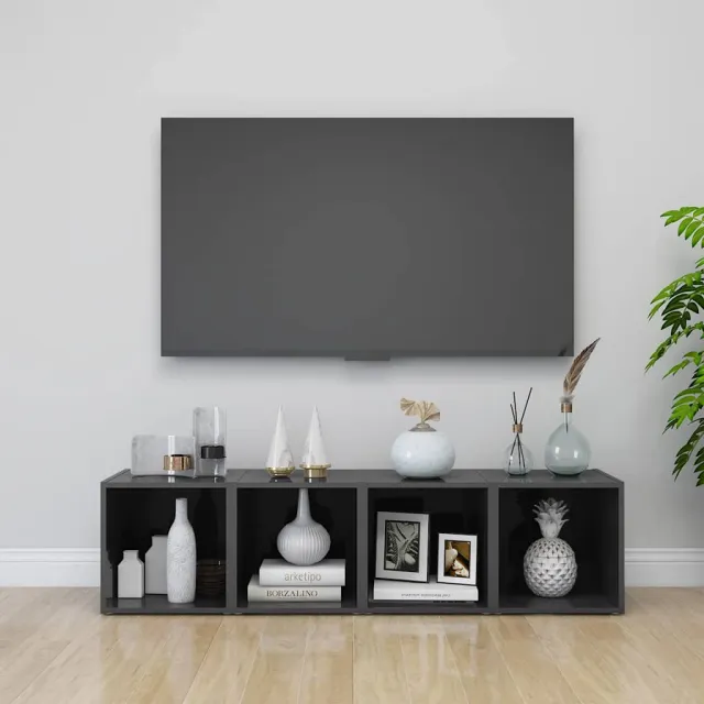 vidaXL Tv-meubelen 4 st 37x35x37 cm bewerkt hout hoogglans grijs, foto 2