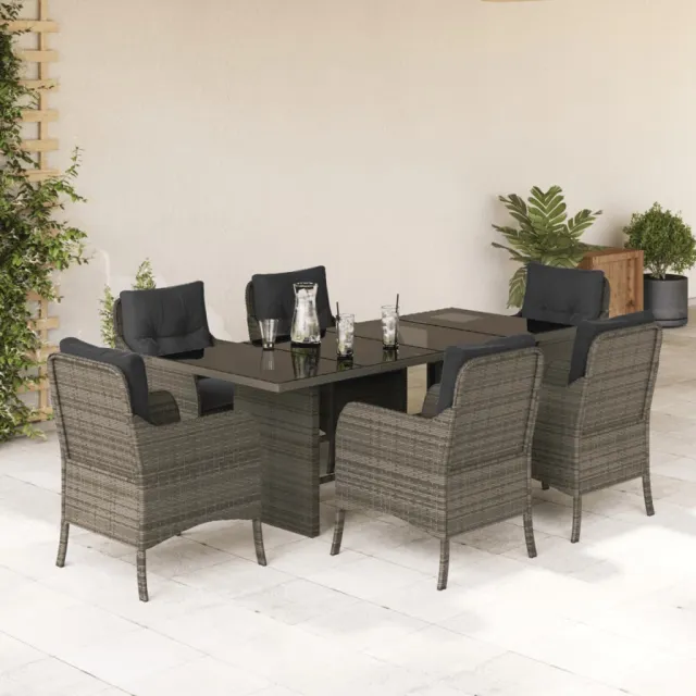vidaXL 7-delige Tuinset met kussens poly rattan grijs, foto 2