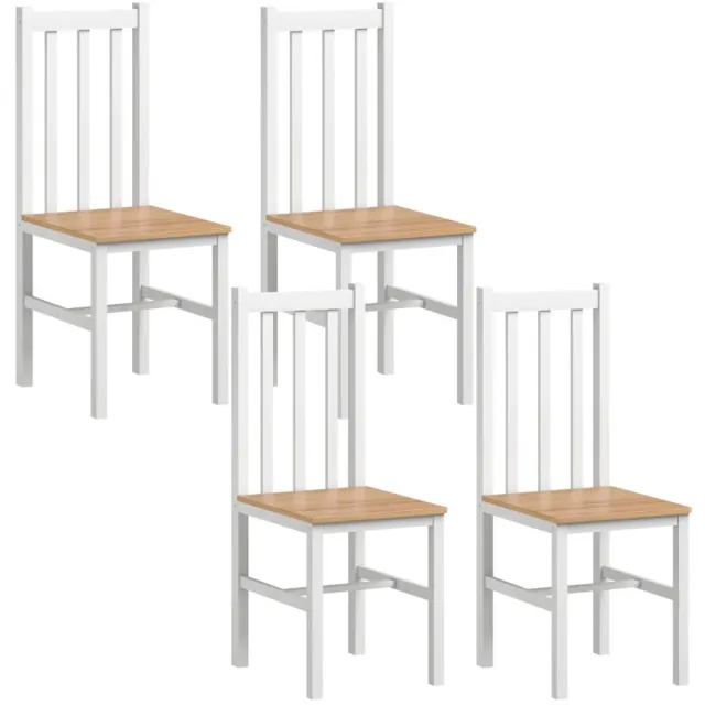ZYLARO Eetkamerstoel - Set Van 4 - Keukenstoelen - Massief Hout - Modern Design - 38,5 x 47,5 x 99 cm - Naturel Wit+Natuurlijk