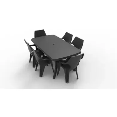 Allibert Tuintafel Baltimore Kunsthars Grafiet 177x100cm grijs, foto 2