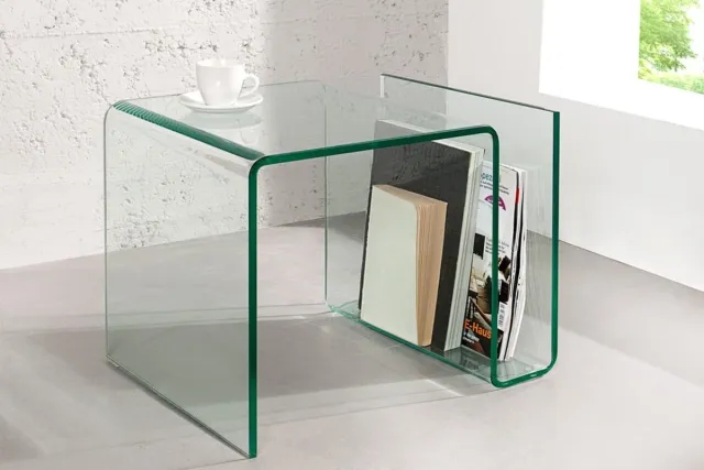 Invicta Interior Extravagante glazen salontafel FANTOME 50cm bijzettafel met opbergvak voor tijdschriften transparant - 22860 Zie omschrijving