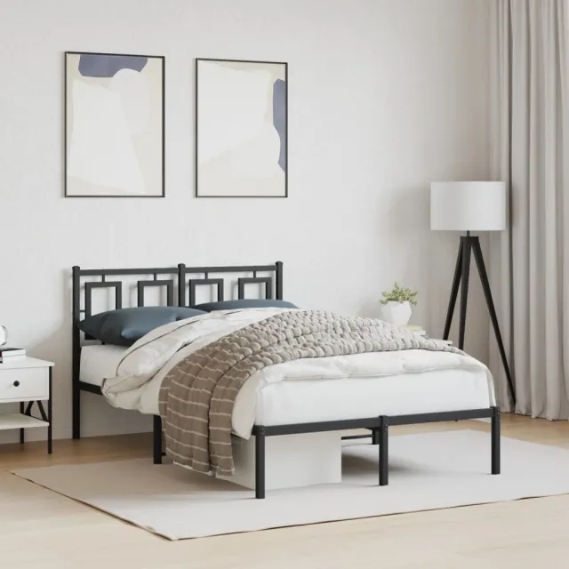 vidaXL Bedframe met hoofdbord metaal zwart 120x200 cm