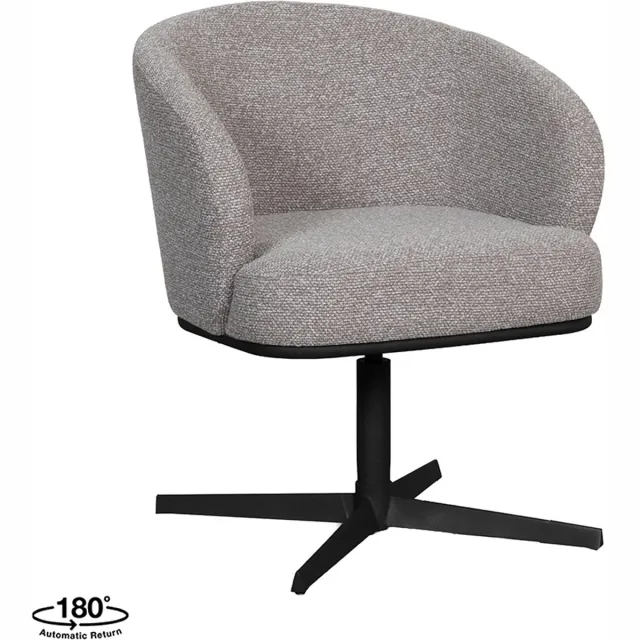 LABEL51 Cannes Eetkamerstoel - Bruin - Royal Stof - Zwart Metaal - Stoel - Eetkamerfauteuil