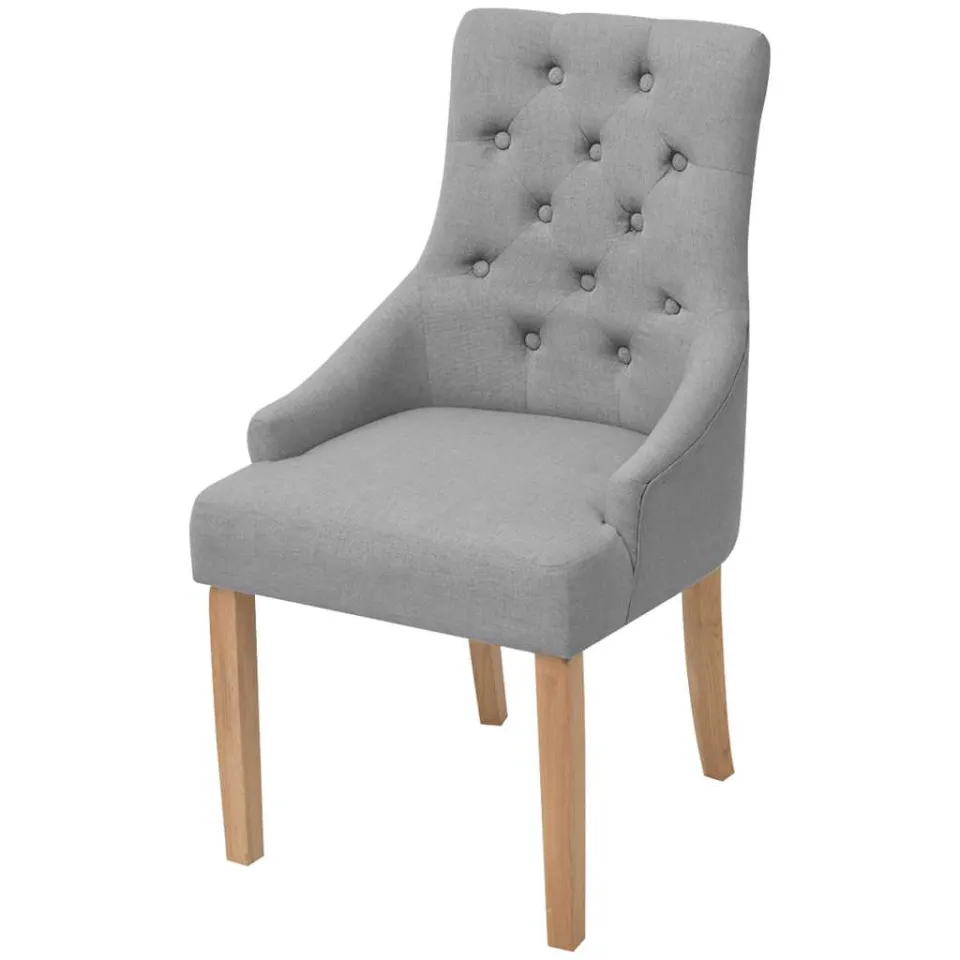 vidaXL Eetkamerstoelen 2 st stof lichtgrijs grijs, foto 2