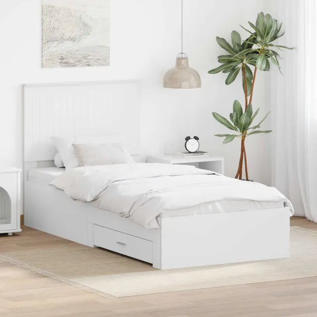 vidaXL Bedframe met lade met hoofdeinde Wit 90 x 190 cm Bewerkt hout