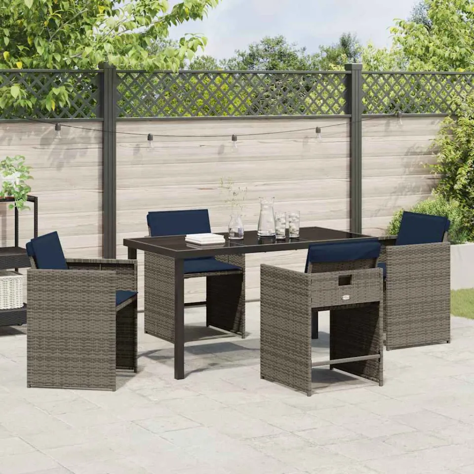 vidaXL Tuin eettafelset 5 st Grijs poly rattan, foto 3