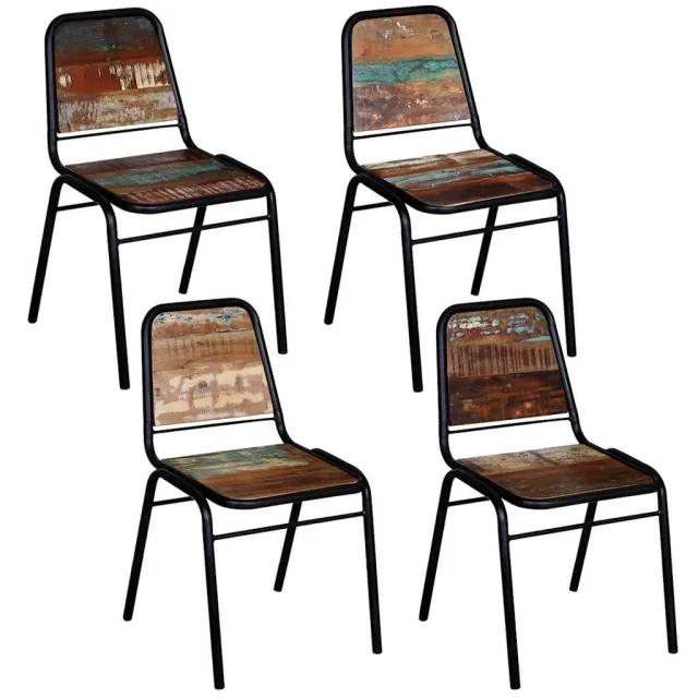vidaXL Eetkamerstoelen 4 st massief gerecycled hout Meerkleurig