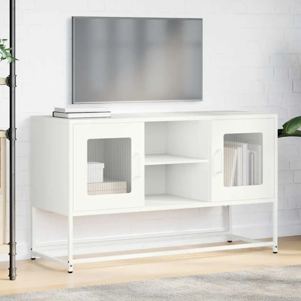vidaXL Tv-meubel 100,5x39x60,5 cm staal wit, foto 3
