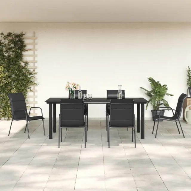 vidaXL 7-delige Tuinset textileen en staal zwart, foto 2