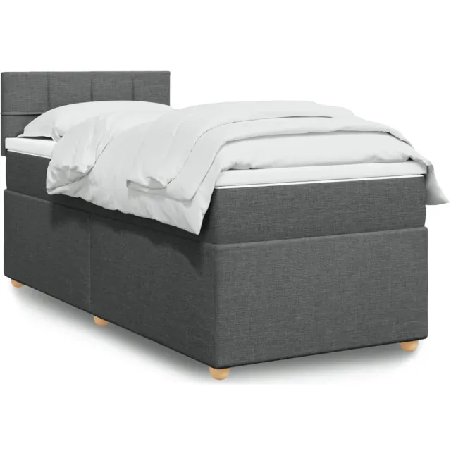 vidaXL Boxspring met matras stof donkergrijs Single