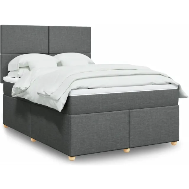 vidaXL Boxspring met matras stof donkergrijs 140x190 cm grijs