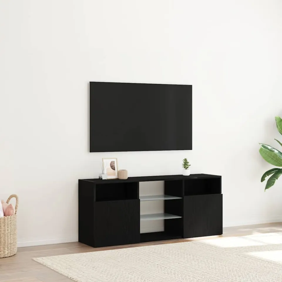 vidaXL Tv-meubel met LED 120x30x50 cm bewerkt hout zwart eiken, foto 3