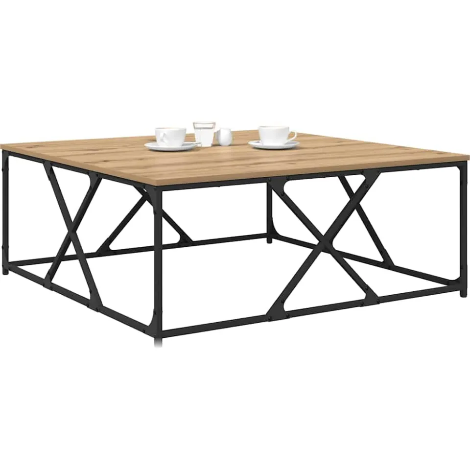 vidaXL Salontafel Artisan Eiken 100 x 100 x 40 cm Bewerkt hout, foto 2