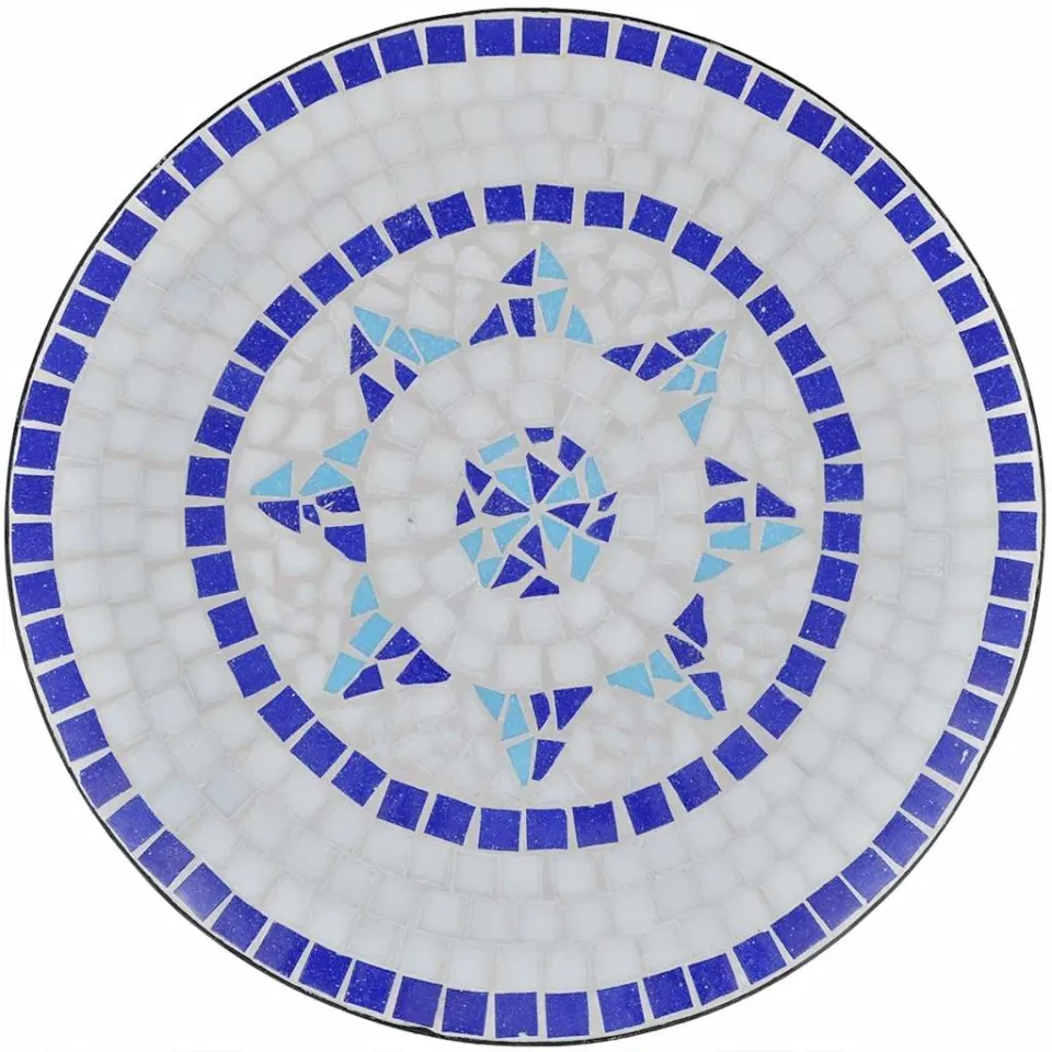 vidaXL Bistrotafel 60 cm mozaïek blauw en wit, foto 3