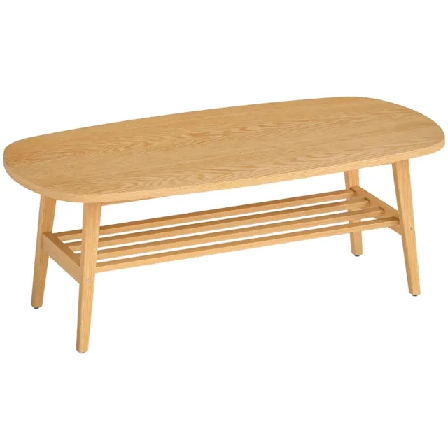 CHICFURN Salontafel - Open onderblad - Ovaal - Natuurlijke houtkleur Natuurlijk hout