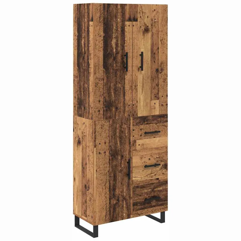 vidaXL Hoge kast 2 st Oud Hout 69,5 x 34 x 180 cm bruin, foto 3