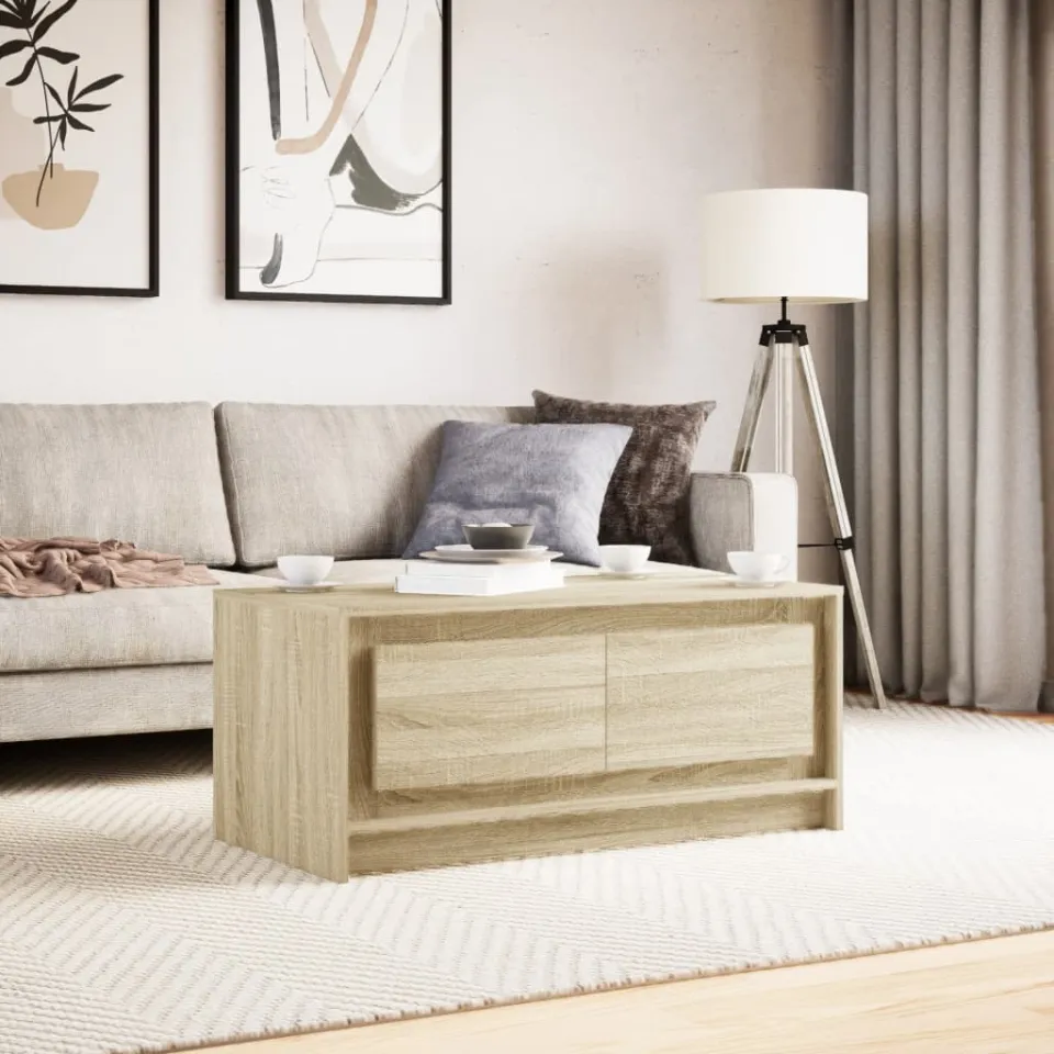 vidaXL Salontafel met LED-verlichting bewerkt hout sonoma eikenkleurig, foto 4