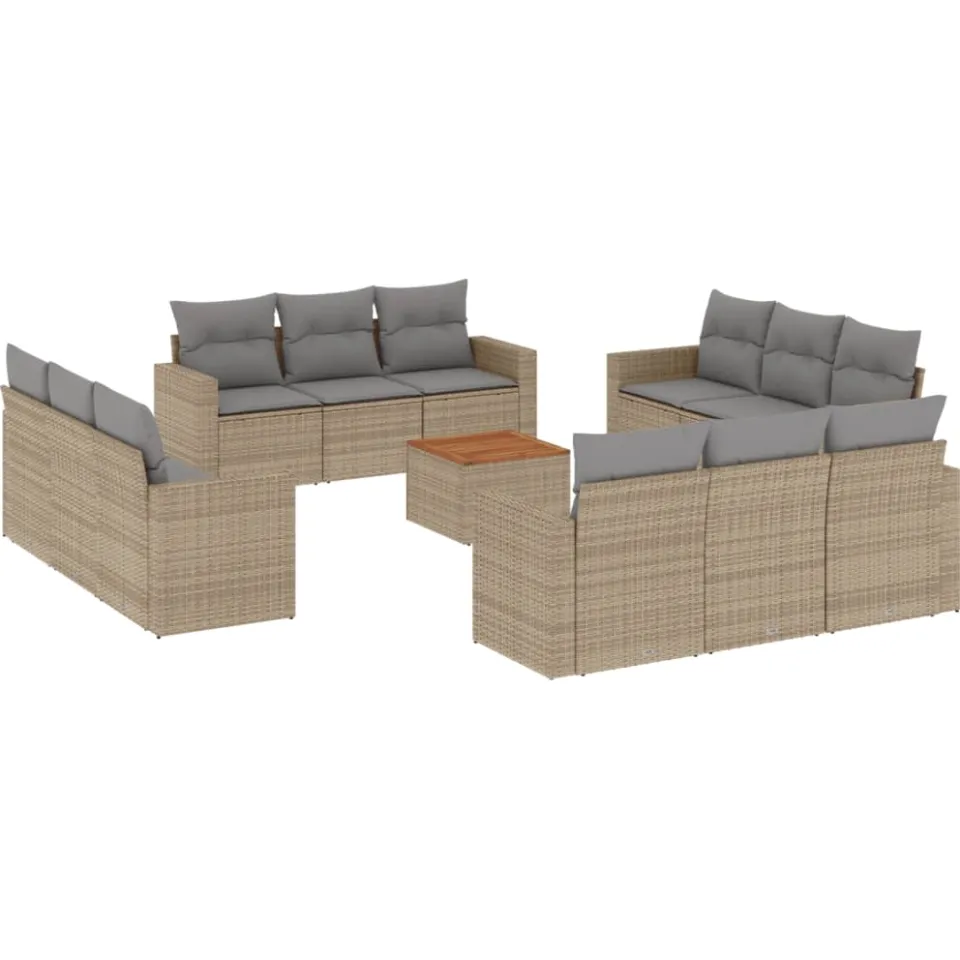 vidaXL Patio Sofa Set 12-zits Mix Beige en Lichtgrijs, foto 3