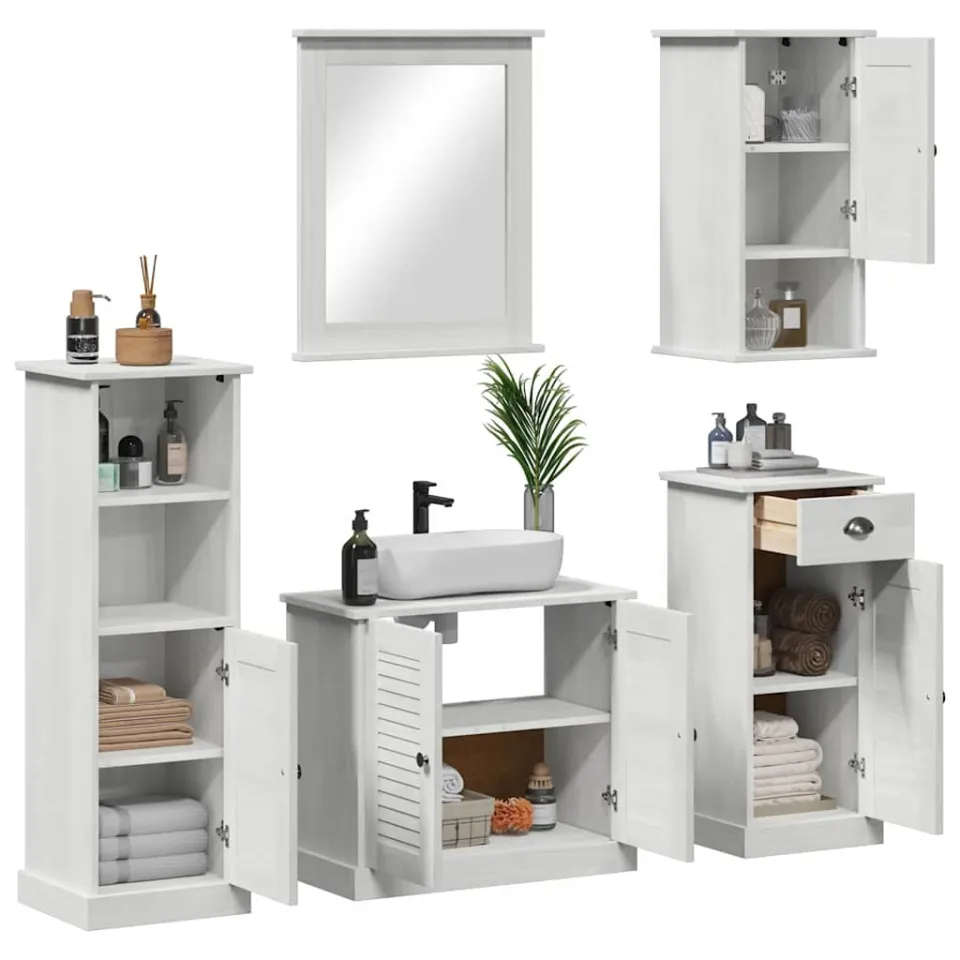 vidaXL Badkamermeubelset VIGO 5 st Antiek wit Massief grenenhout, foto 3