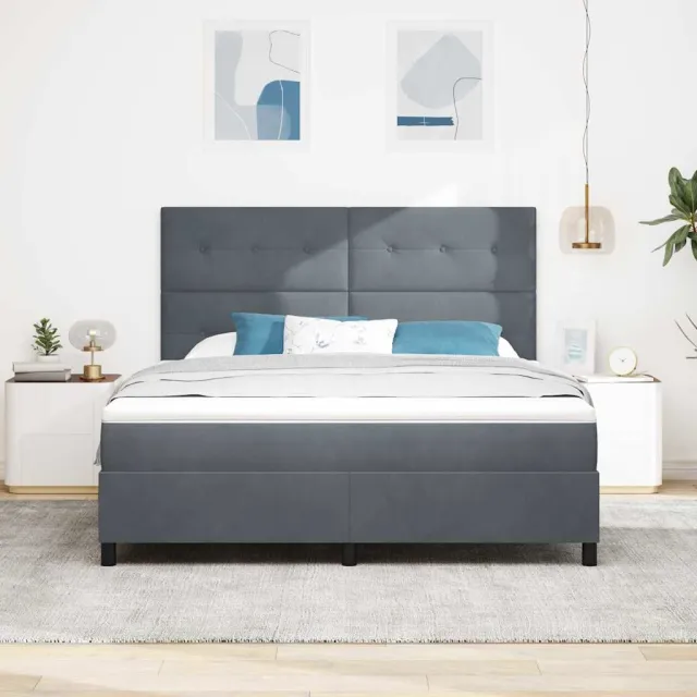 vidaXL Boxspringbed met hoofdeinde Donkergrijs 180 x 200 cm Fluweel