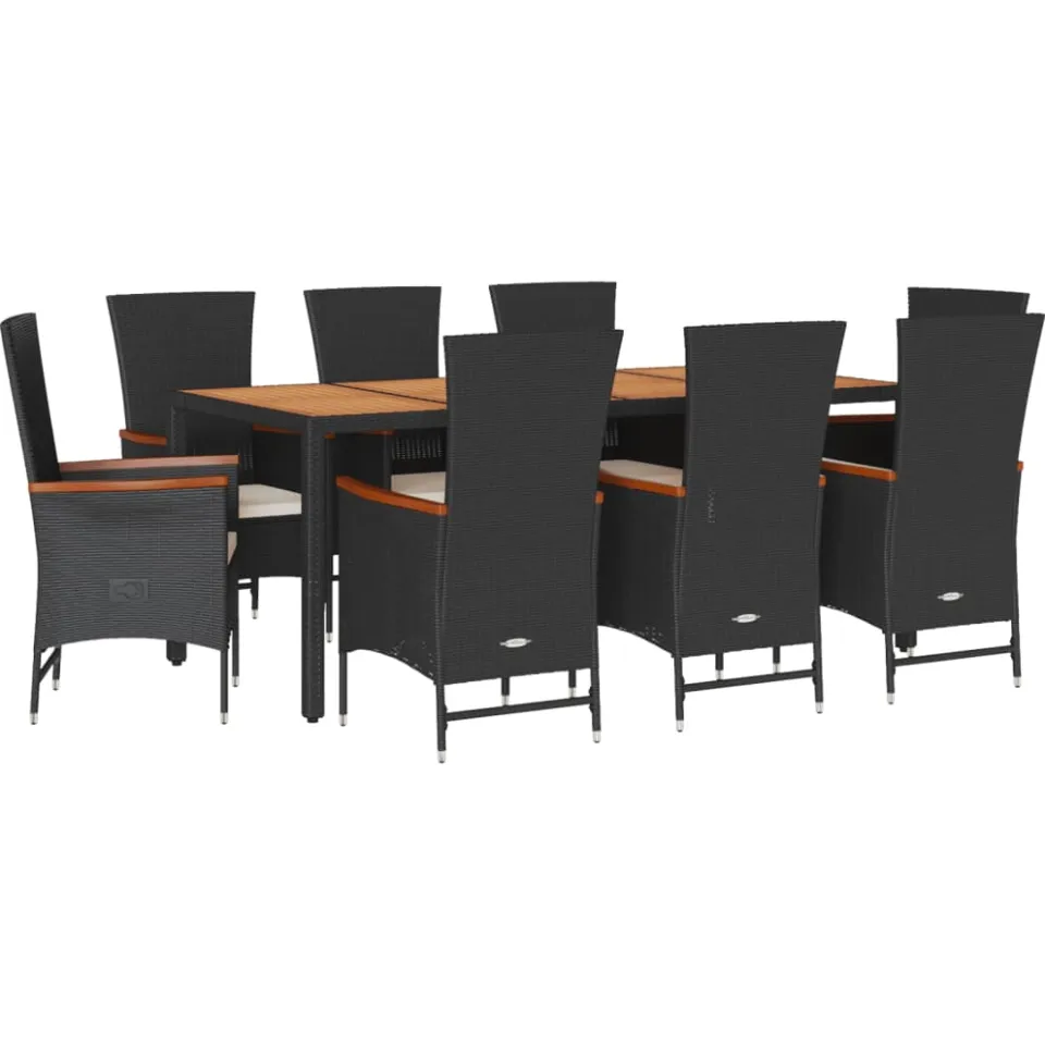 vidaXL 9-delige Tuinset poly rattan zwart, foto 3