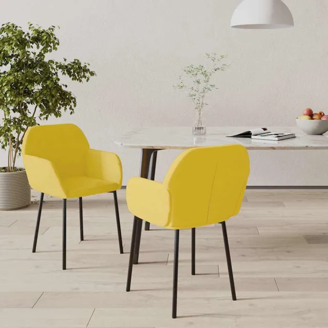 vidaXL Eetkamerstoelen 2 st fluweel geel, foto 2