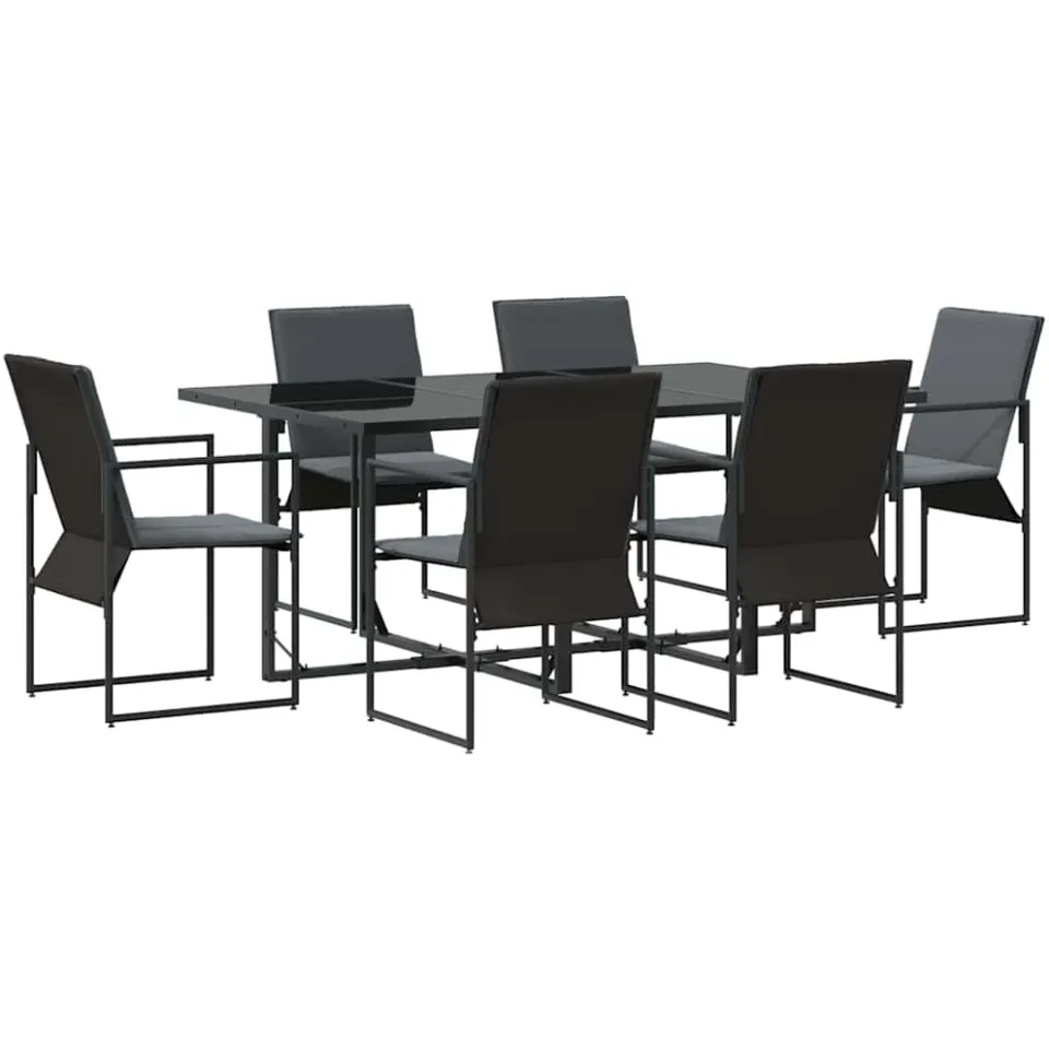 vidaXL Tuin eettafelset 7 st Zwart Staal